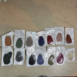 Set of 14 Textured Teardrop Earrings